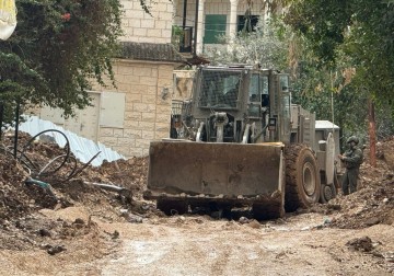 آثار الدمار في محيط مستشفى جنين الحكومي ومدخل مخيم جنين