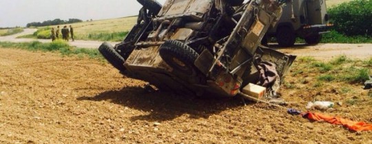 ارشيفية - انقلاب جيب لقوات الاحتلال بمدن الضفة المحتلة