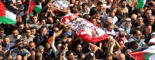 خلال تشييع أحد شهداء إنتفاضة القدس