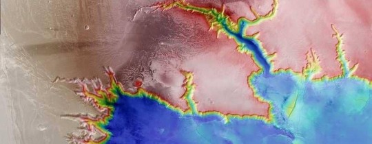 صورة لوكالة الفضاء الأوروبية كدليل على وجود المياه بالمريخ