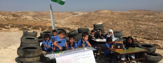 مدرسة خلة الضبع في مسافر يطا عقب هدمها في المرة الأولي