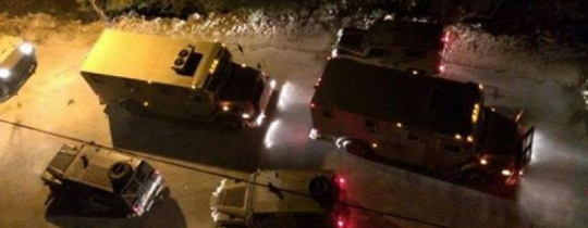 قوات الاحتلال اثناء اقتحامها لبلدة حوارة بمدينة نابلس