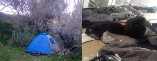 طالب لجوء قال للهدف: أقطن خيمةً منذ 60 يومًا، ننام على الأرض، ونأكلُ الأرز الناشف والرديء