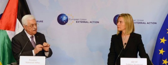 مؤتمر صحفي لـ موغيريني وعباس في بروكسل مساء أمس