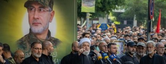 قاسم خلال تشييع القيادي بحزب الله إبراهيم عقيل، 22 سبتمبر 2024 (أوليفر مارسدن/فرانس برس)