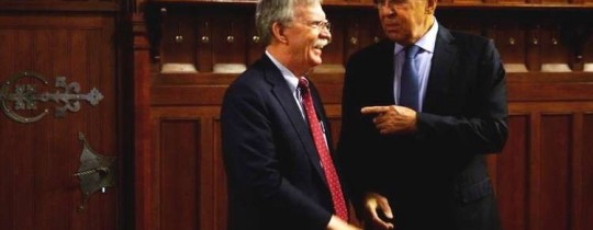 وزير الخارجية الروسي سيرغي لافروف يلتقي مستشار الرئيس الأمريكي للأمن القومي، جون بولتون، في موسكو