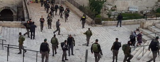 استنفار قوات الاحتلال في باب العامود بالقدس المحتلة