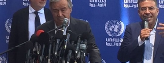 جانب من المؤتمر الصحفي لغوتيريس