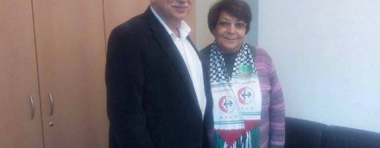 المناضلة ليلى خالد برفقة نائب رئيس البرلمان الاوروبي