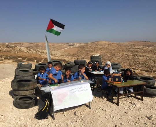 مدرسة خلة الضبع في مسافر يطا عقب هدمها في المرة الأولي