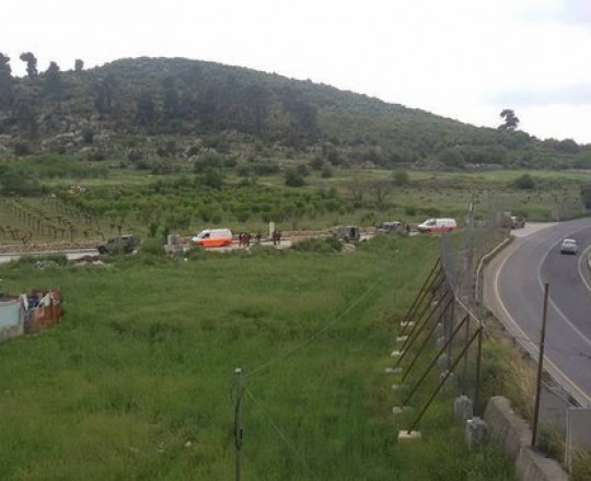 من موقع إطلاق النار على الشاب الفلسطيني