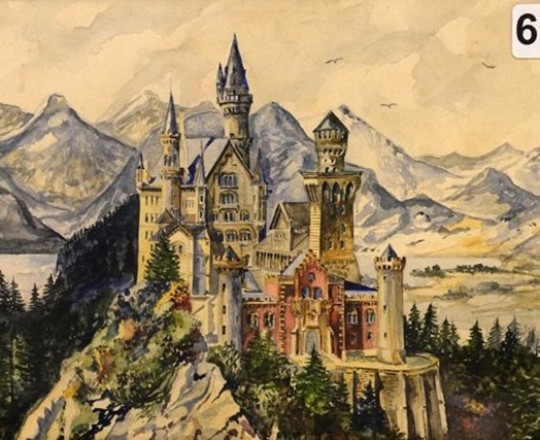 لوحة لقصر نويشفانشتاين في بافاريا من رسم أدولف هتلر - أ ف ب