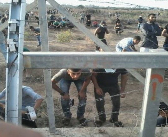 شبان فلسطينيون يحطمون بوابة عسكرية للاحتلال جنوب القطاع